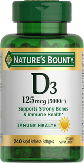ویتامین د۳ D3 نیچرز بونتی ۵۰۰۰ واحد – ۲۴۰ عدد سافتژل Nature’s Bounty Vitamin D3 5000 IU