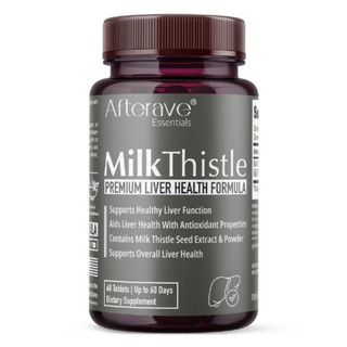 قرص خار مریم Afterave Milk Thistle تقویت کبد و سمزدایی 60عددی اصل Afterave Essentials Milk Thistle 60 Tablets – Liver Support & Detox Supplement