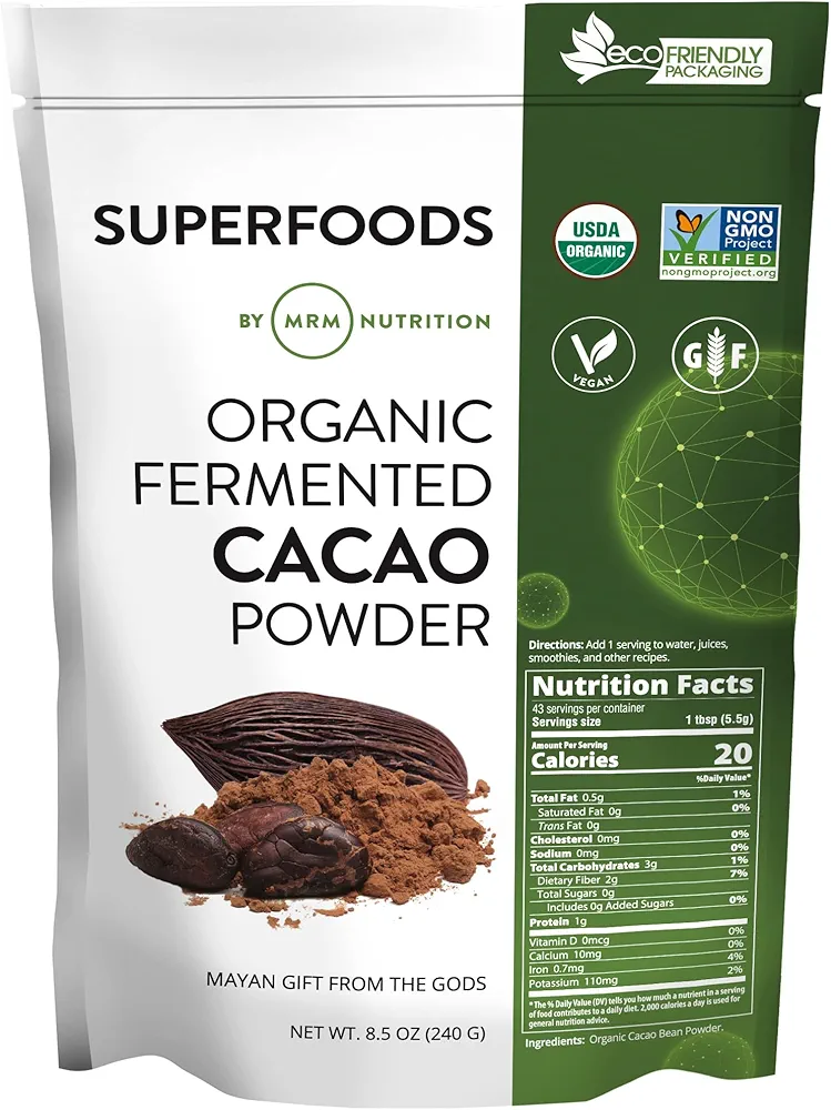 پودر کاکائو تخمیر شده ارگانیک MRM - 240 گرم / 8 5 اونسMRM Organic Fermented Cacao Powder - 8 5oz/240g