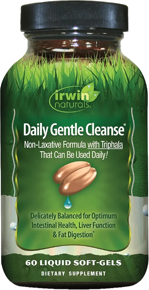 Daily Gentle Cleanse پاک کننده ملایم روزانه ایروین نچرالز - پاک کننده روده بزرگ غیر ملین با تریفالا، خار مریم و روغن دانه کتان - پشتیبانی از سلامت روده، عملکرد گوارش و تندرستی روزانه - 60 سافت ژل مایع - Irwin Naturals, Daily Gentle Cleanse, 60 Count