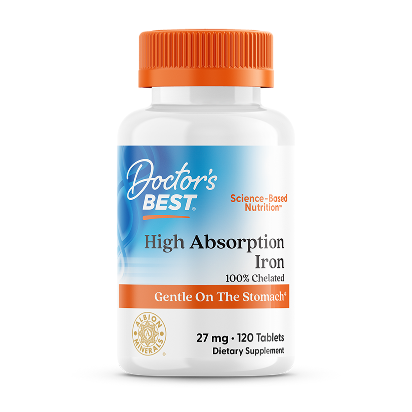 قرص آهن با جذب بالای دکتر بست به همراه فروکل، ۲۷ میلی گرم ۱۲۰تاییDoctor's Best High Absorption Iron with Ferrochel, 27 mg, 120 Tablets