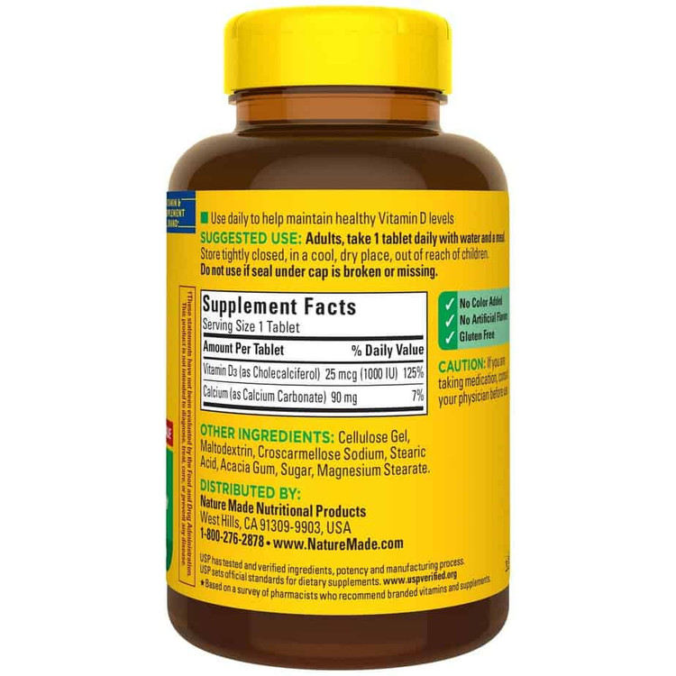 ویتامین دی نیچرمید۶۵۰عددی Nature Made Vitamin D3 1000IU (25mcg)
