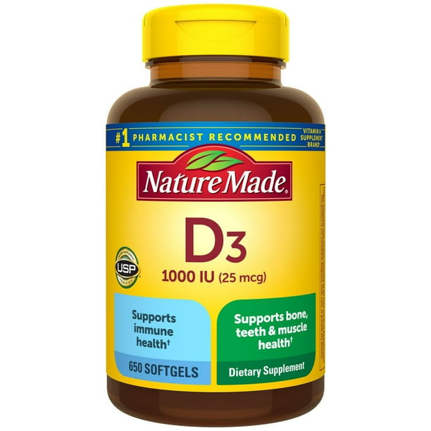 ویتامین دی نیچرمید۶۵۰عددی Nature Made Vitamin D3 1000IU (25mcg)