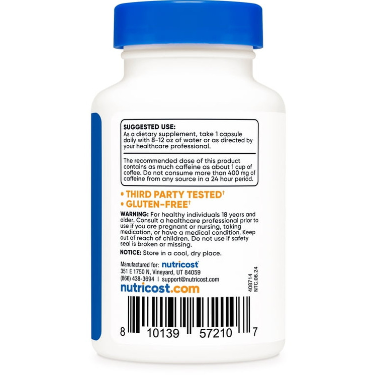 کافئین نوتری کاست۳۰عددی Nutricost Caffeine 100mg