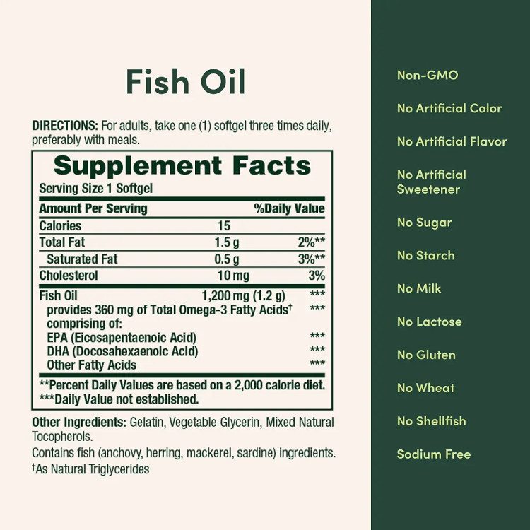 مکمل روغن ماهی نیچرز بونتی۲۰۰عددیNature’s Bounty Fish Oil