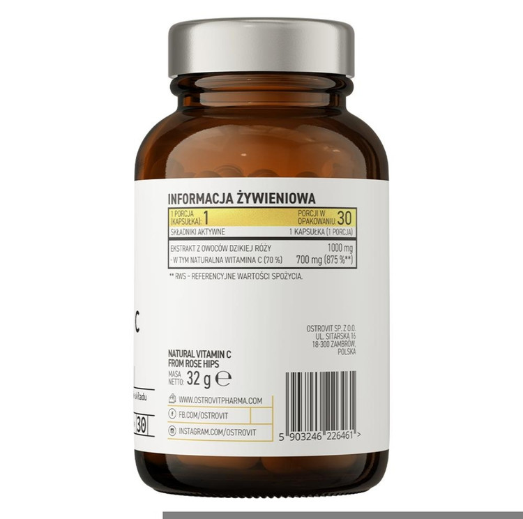 ویتامین C طبیعی استروویت ۳۰ کپسول | OstroVit Natural Vitamin C From Rose Hips