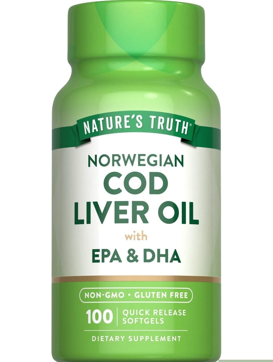 روغن کبد ماهی کاد نروژی نیچرز تروث ۱۰۰عددی Cod Liver Oil with EPA & DHA