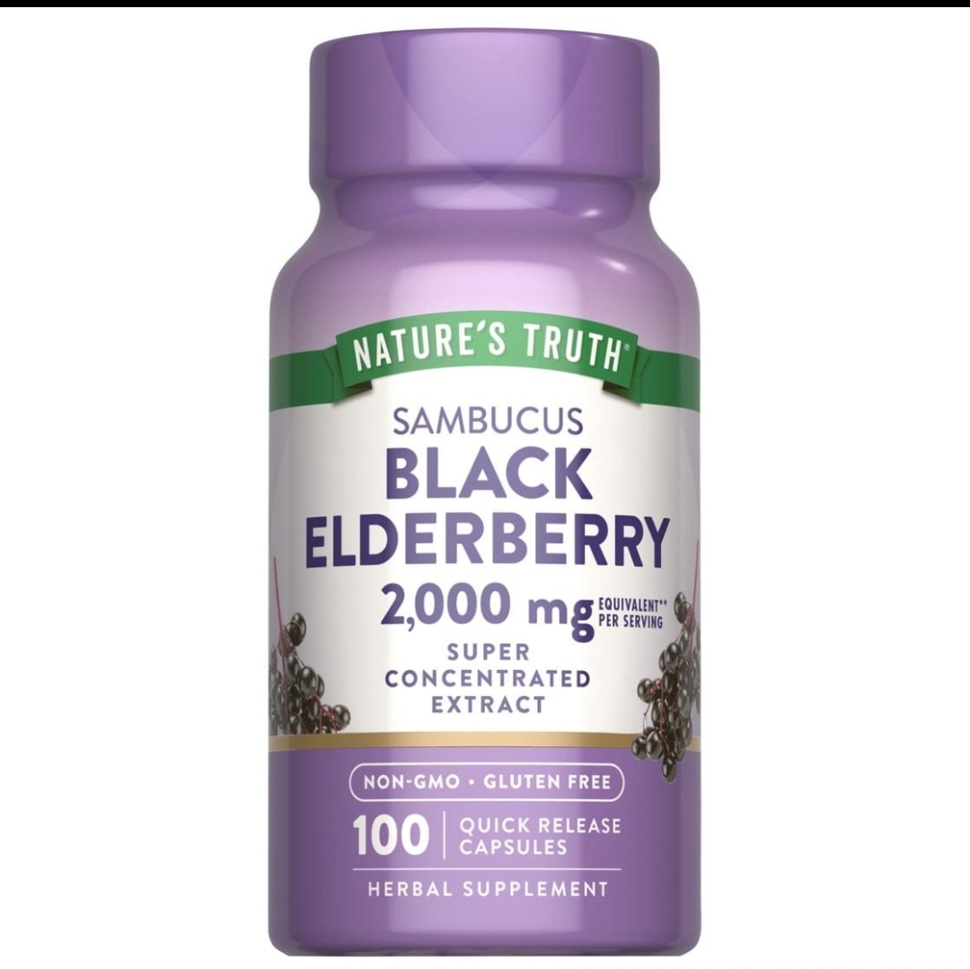 بلک الدربری ۲۰۰۰ میلی‌گرم Nature’s Truth – ۱۰۰ عددیSambucus Black Elderberry 2000 mg Nature’s Truth