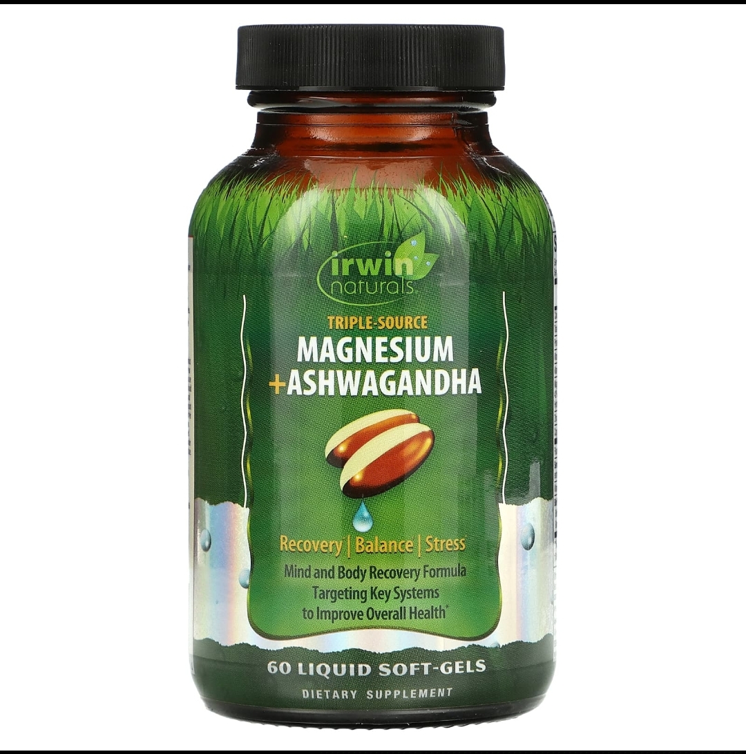 💊 منیزیم + آشواگاندا اروین نچرالز – ۶۰ عددیTriple-Source Magnesium + Ashwagandha